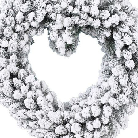 Kerstdecoratie kerstkrans hart met nepsneeuw 50 cm