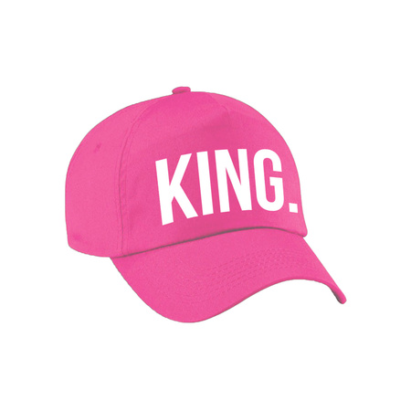 Carnaval fun pet / cap king roze voor dames en heren