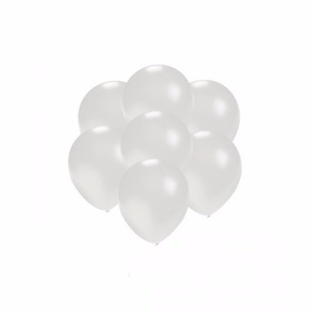 200x Mini ballonnen wit metallic