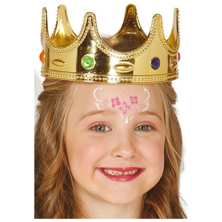 Fiestas Guirca Koninginnen/prinsessen verkleed kroon voor kinderen - goud