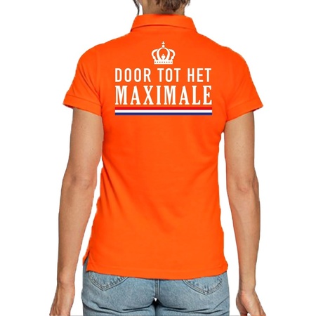 Koningsdag polo t-shirt oranje Door tot het maximale voor dames