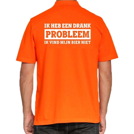 Koningsdag polo t-shirt oranje Drank Probleem voor heren