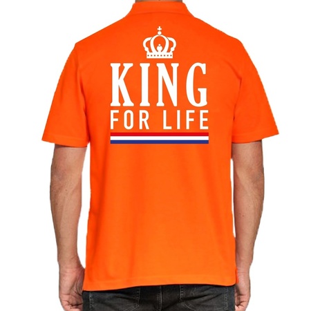 Koningsdag polo t-shirt oranje King for life voor heren