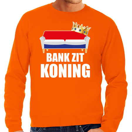 Woningsdag Bank zit Koning sweater / trui voor thuisblijvers tijdens Koningsdag oranje heren