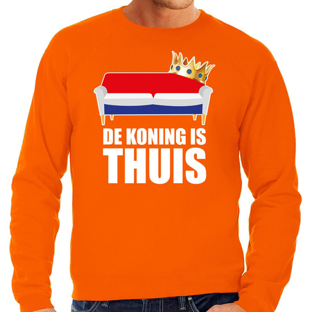 Woningsdag De Koning is thuis sweaters / trui voor thuisblijvers tijdens Koningsdag oranje heren