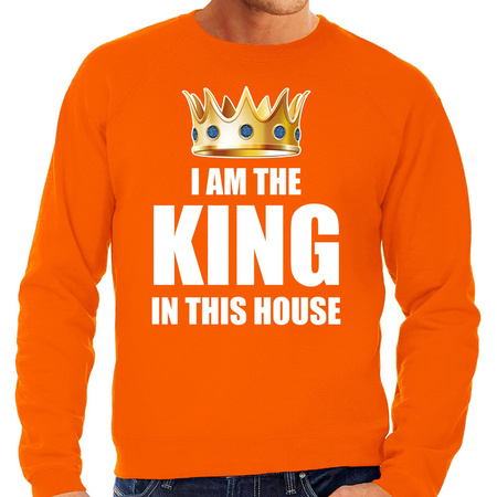 Woningsdag Im the king in this house sweater / trui voor thuisblijvers tijdens Koningsdag oranje heren