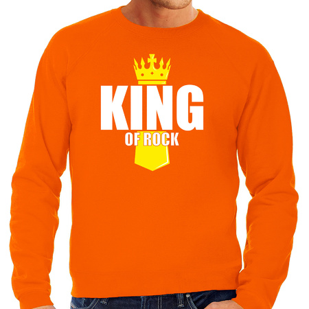 Oranje king of rock muziek sweater met kroontje Koningsdag