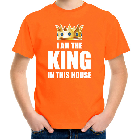 Woningsdag Im the king in this house t-shirts voor thuisblijvers tijdens Koningsdag oranje jongens / kinderen
