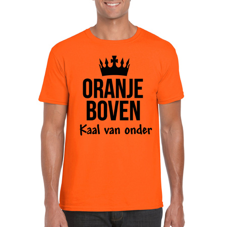 Koningsdag T-shirt - Oranje boven kaal van onder - heren