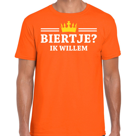 Bellatio Decorations Koningsdag t-shirt voor heren - biertje, ik willem - oranje - feestkleding