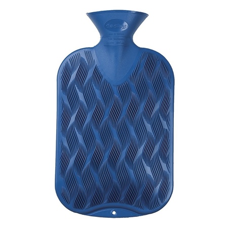 Warmte kruik blauwe golf/ribbel 2 liter