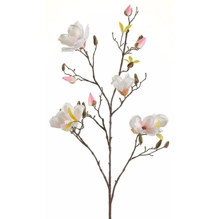 Emerald Kunstbloem Magnolia tak - 105 cm - creme wit/roze