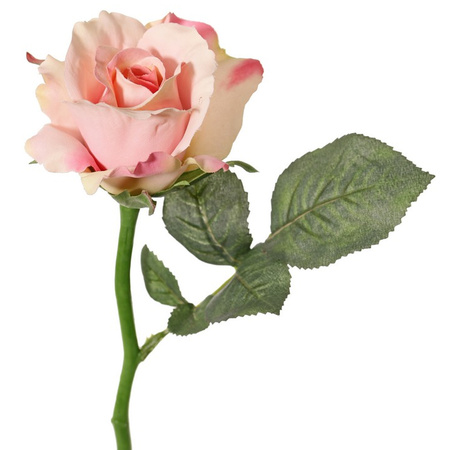 Topart Kunstbloem roos de luxe - roze - 30 cm - kunststof steel - decoratie