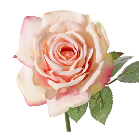 Top Art Kunstbloem Roos de luxe - roze - 30 cm - kunststof steel - decoratie