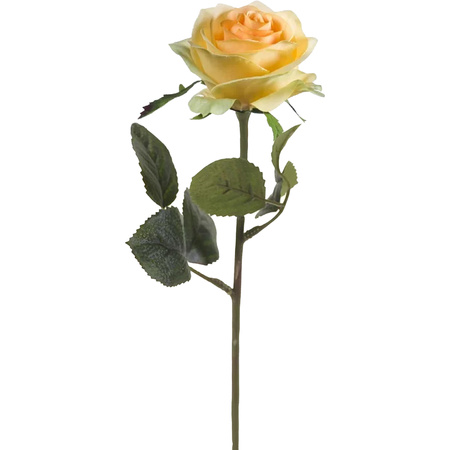 Emerald Kunstbloem roos Simone - geel - 45 cm - decoratie bloemen