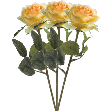 Emerald Kunstbloem roos Simone - geel - 45 cm - decoratie bloemen