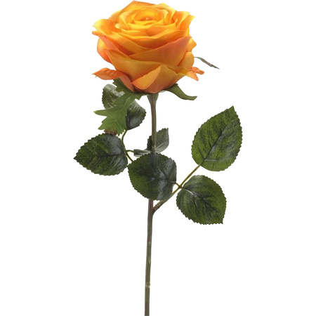 Emerald Kunstbloem roos Simone - geel/oranje - 45 cm - decoratie bloemen