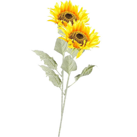 Artificial Sun flower branch - 82 cm - yellow - artificial silk flowers