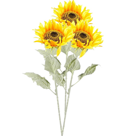 Artificial Sun flower branch - 82 cm - yellow - artificial silk flowers
