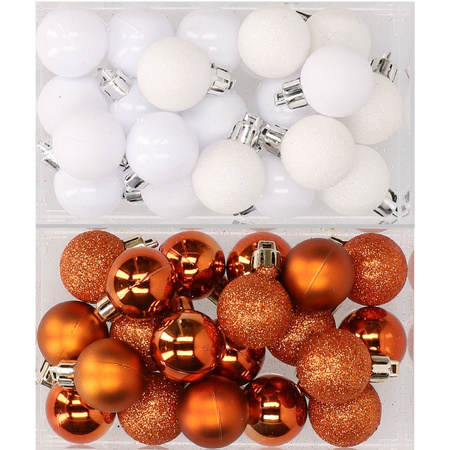Computerspelletjes spelen Omgaan met Geschikt Kunststof kerstballen oranje met wit set van 40x stuks 3 cm | Fun en Feest