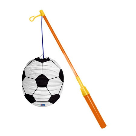 Lantern stick 39 cm - with soccer bal lantern - white - 25 cm