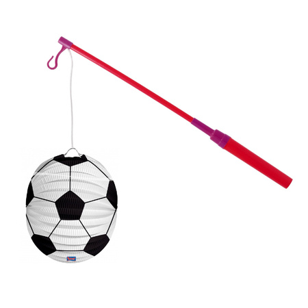 Lantern stick 40 cm - with soccer bal lantern - white - 25 cm