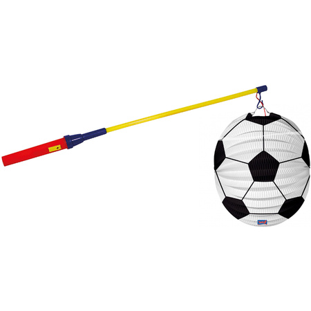Lantern stick 50 cm - with soccer bal lantern - white - 25 cm