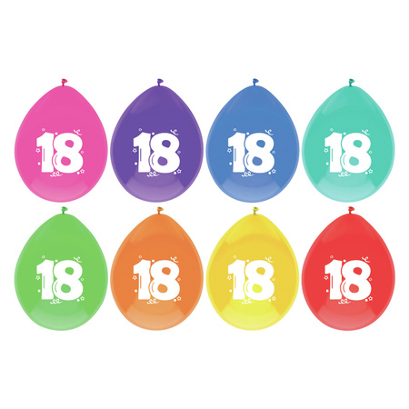 Haza Verjaardag 18 jaar geworden versiering - 16x thema ballonnen/1x Happy Birthday slinger 300 cm