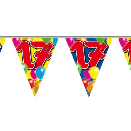 Birthday deco set 17 years 50x balloons and 2x bunting flags 10 meters