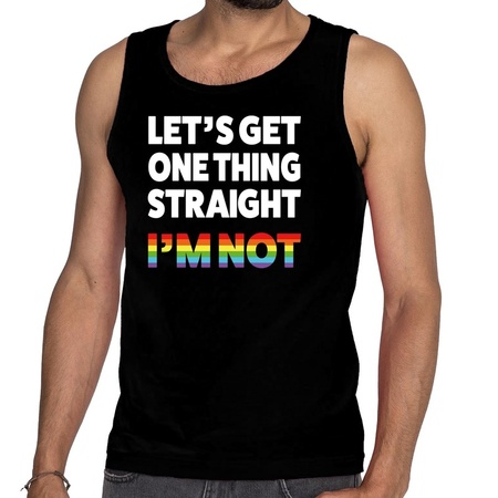 Gay pride lets get one thing straight tanktop zwart heren