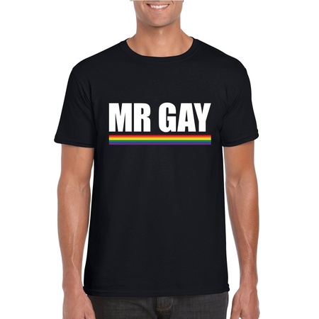 Gay Pride homo shirt zwart Mr Gay heren