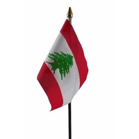 Lebanon mini flag on pole 10 x 15 cm