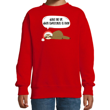 Sloth Christmas sweater Wake me up when christmas is over red for kids