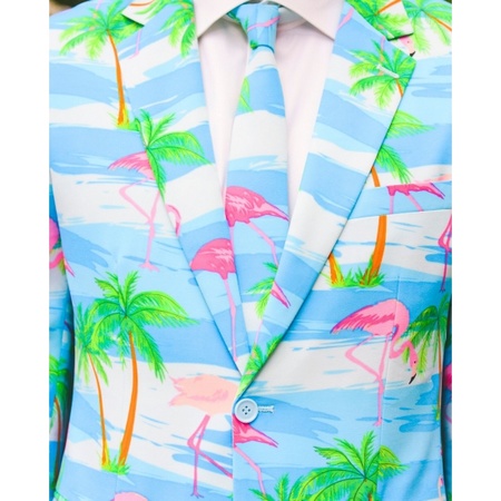 Carnavalskostuum Flamingo heren pak 52 (XL) met gratis zonnebril