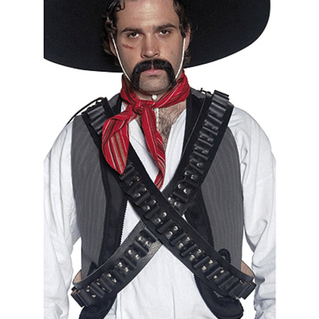 Zwart cowboy of Mexicaan bandiet verkleed kogelriem