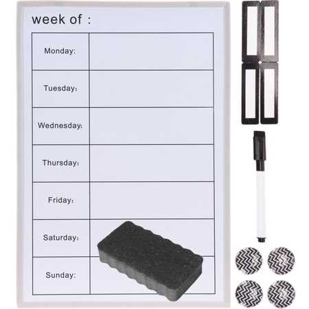 gevangenis Additief Lao Magnetisch whiteboard/weekplanner met stift en magneetjes 40 x 28 x 1 cm  met whiteboard wisser | Fun en Feest