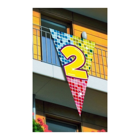 Mega vlag 2e verjaardag 90 x 150 cm