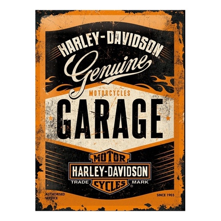 Tinnen plaatje Harley Davidson garage 30 x 40 cm