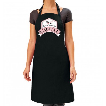 Queen of the kitchen Isabelle keukenschort/ barbecue schort zwart voor dames
