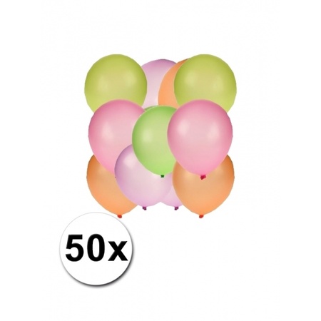 50x Fluor gekleurde ballonnen