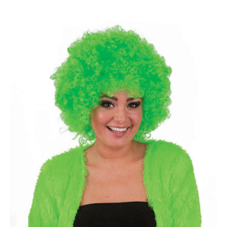 Neon green afro wig