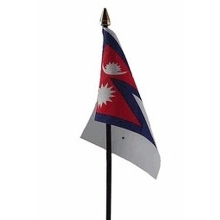 Nepal mini flag on pole 10 x 15 cm