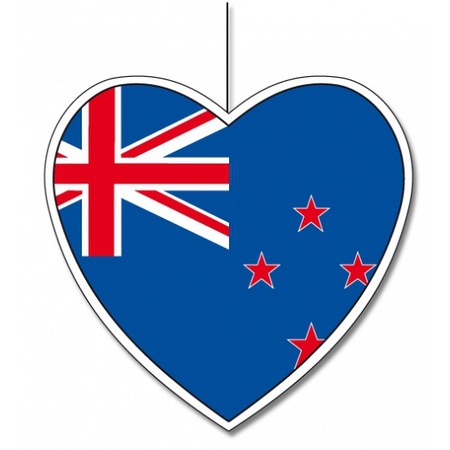 Nieuw Zeeland hangdecoratie harten 28 cm