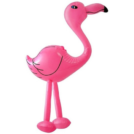 2x Opblaasbare decoratie eendje en flamingo
