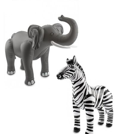 Opblaasbare olifant en zebra set