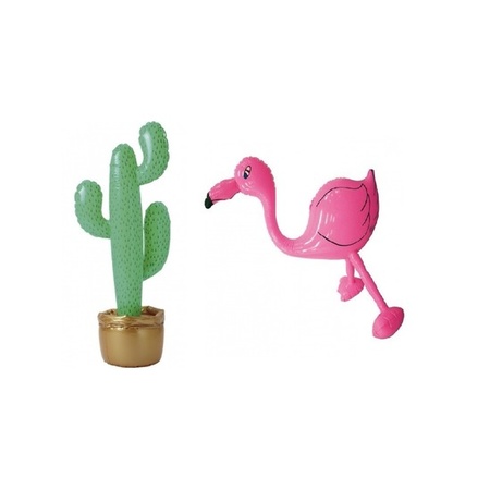 Grote opblaasbare cactus en flamingo