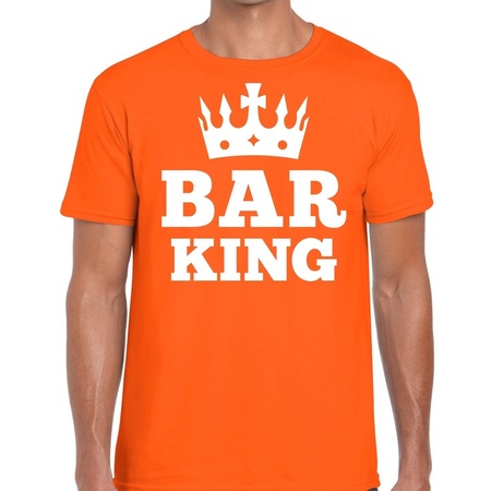 Oranje Bar King t-shirt met kroontje heren