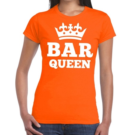 Bar Queen kroontje shirt oranje dames