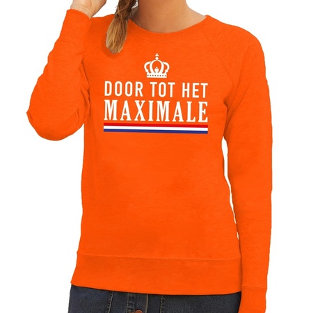 Door tot het Maximale sweater oranje dames