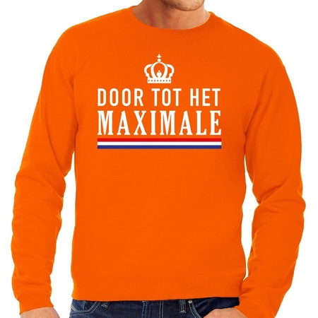 Door tot het maximale sweater oranje heren